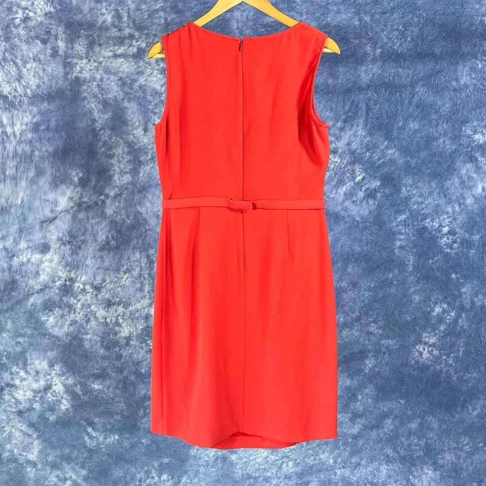 Tahari Womens Dress Orange Red Sz 14 Sleeveless Knee Length Sheath